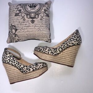 Charlotte Olympia leopard & jute wedges, Sz. 37